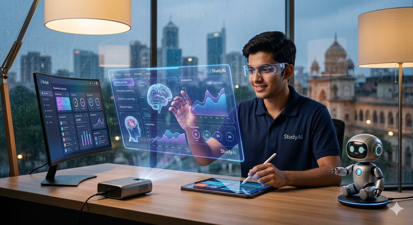 Educational Innovation Image  Purpose:  "Call for Educational Innovation" campaigns Conferences Workshops AI education programs Academic technology initiatives  Message it conveys:  Transforming education through innovation, AI, and modern technology.